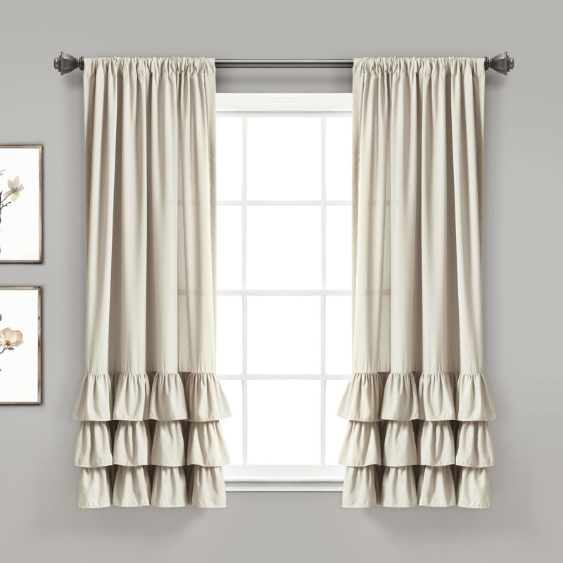 Paire de rideaux semi-transparents avec passe-tringle Allison, L 40 po x L 63 po, Neutre