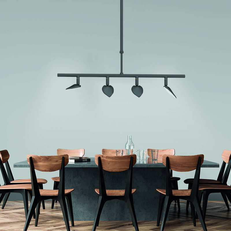 Lustre linéaire intégré 4 lumières DEL noires, L 42,25 po, Quatre lumières