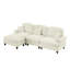 Canapé modulaire en chenille de style Mid-Century avec jupe amovible et repose-pieds - Canapé modulaire en L beige