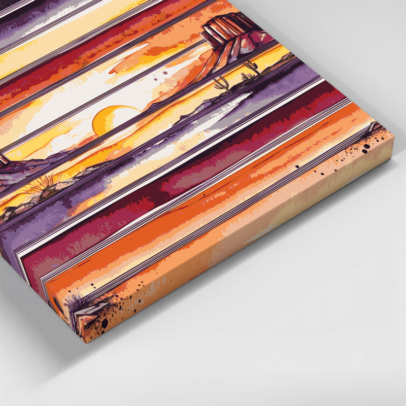 «Southwestern Patterns Sunrise Stripe», art mural sur toile brun à rayures, H 12 po x l 12 po