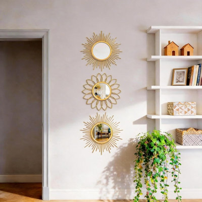 Ensemble de 3 miroirs muraux Boho Sunburst