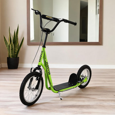 Scooters pour enfants combinant un scooter vert riche et supporte jusqu'à 220 lb avec de l'acier vert et une conception réglable