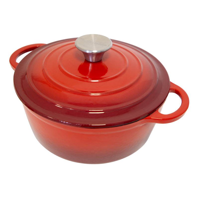 Blackmoor 2.5L Non-Stick Cast Iron Round Dutch Oven, 28, Red