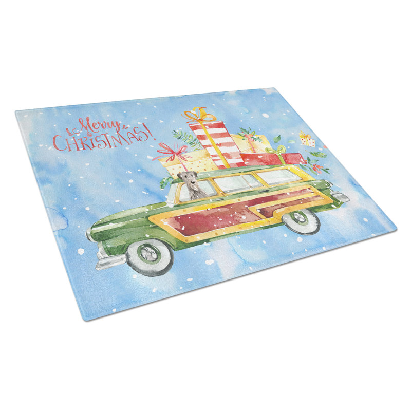 Planche à découper en verre trempé joyeux de noël caroline, Lévrier irlandais