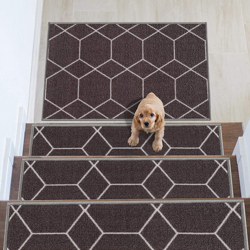 Akyia Non-Slip Stair Tread, Dark Gray/White