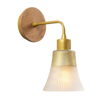 Lampe murale moderne en or avec capuchon en verre et base charme, 5,1 po de diamètre x 11,0 po de hauteur | Douille E27, 40 W maximum | Conçu IP20, conception scandinave, parfait pour la décoration intérieure glamour et l'éclairage de fantaisie