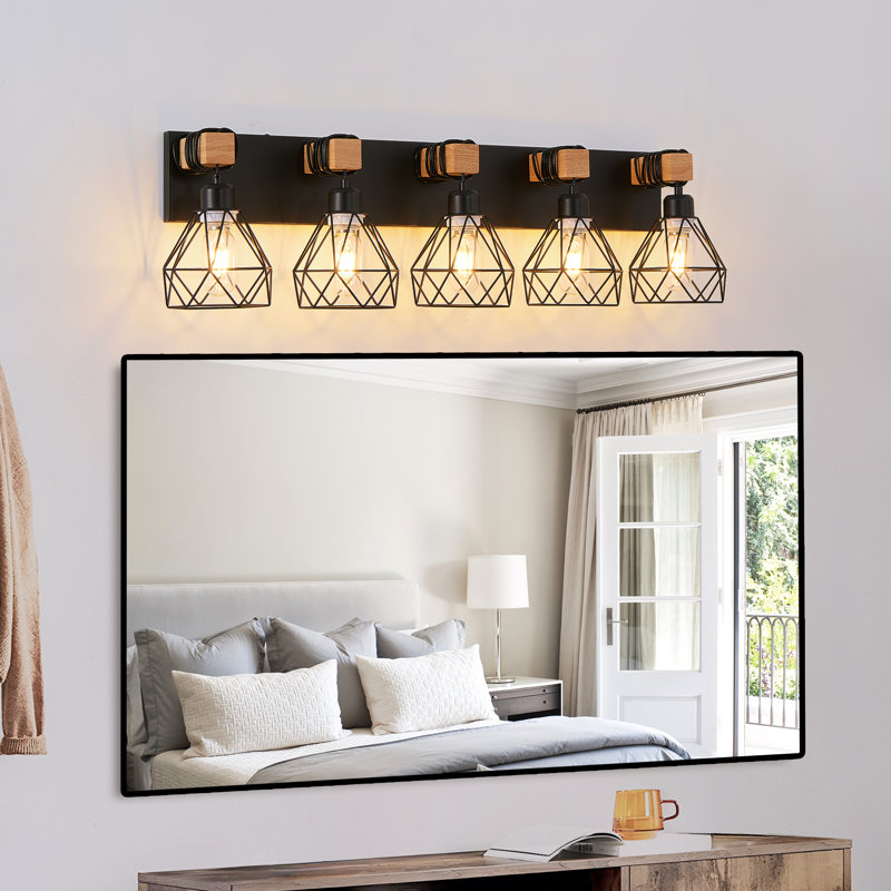 Luminaire de meuble-lavabo géométrique Habitatindustrial, 5 lumières, H 7,30 po x l 31,10 po x P 4,70 po