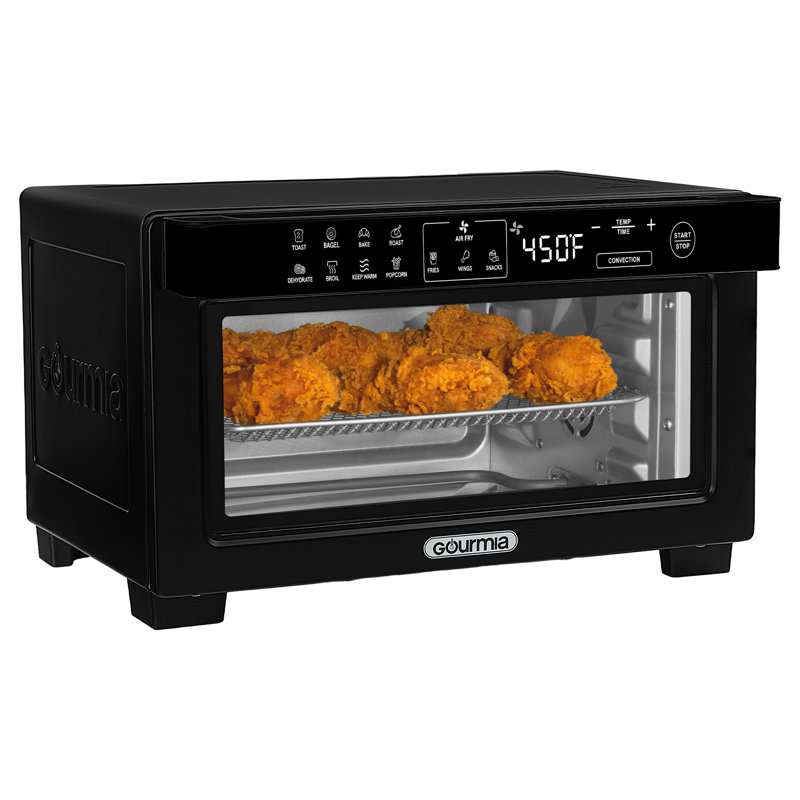 Gourmia Digital Air Fryer Oven With Convection Mode, 12 Presets, Fits 9” Pizza, Black, Black