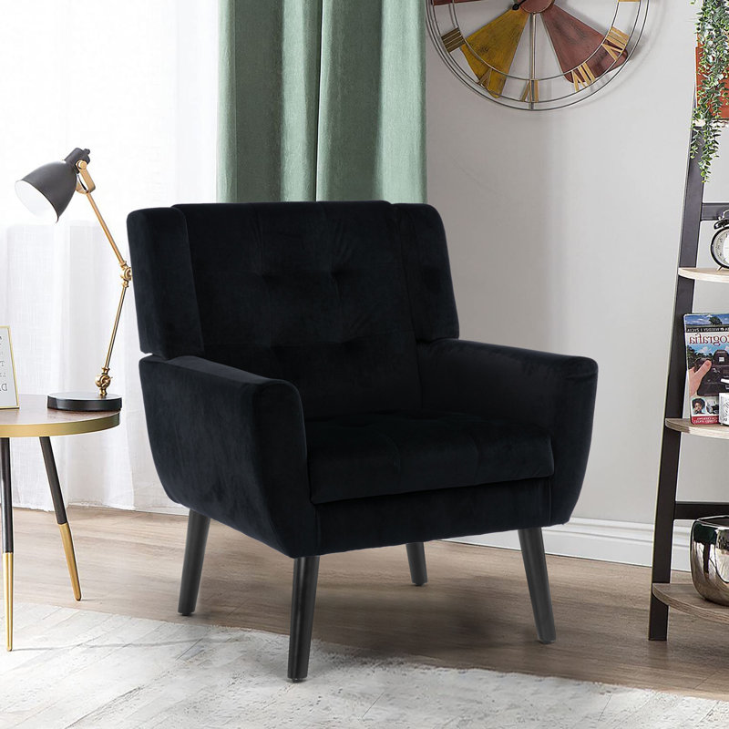 Fauteuil d'appoint Bolanle, Velours noir
