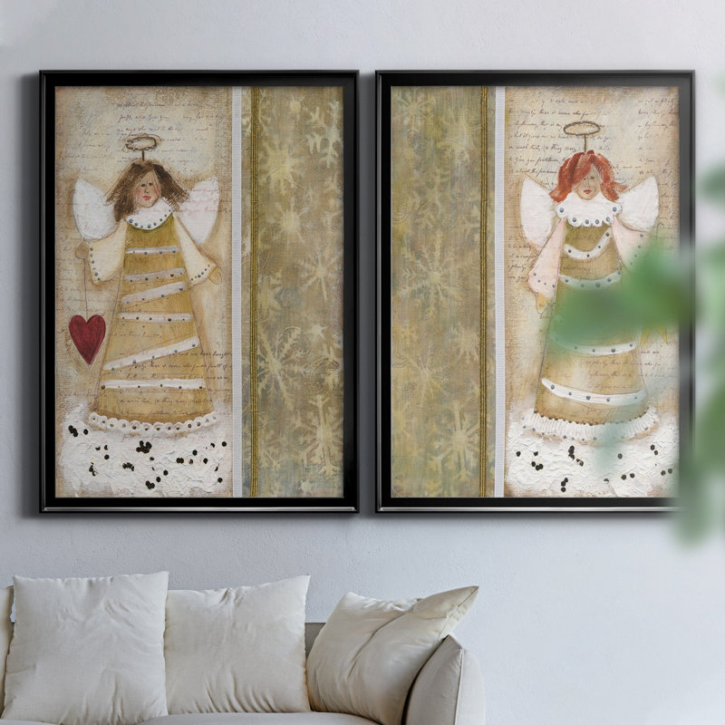 «Cloud Angel with Heart», ensemble de 2 peintures, H 30,5 po x l 42,5 po x P 3 po, H 31,5 po x l 47 po x P 1,5 po