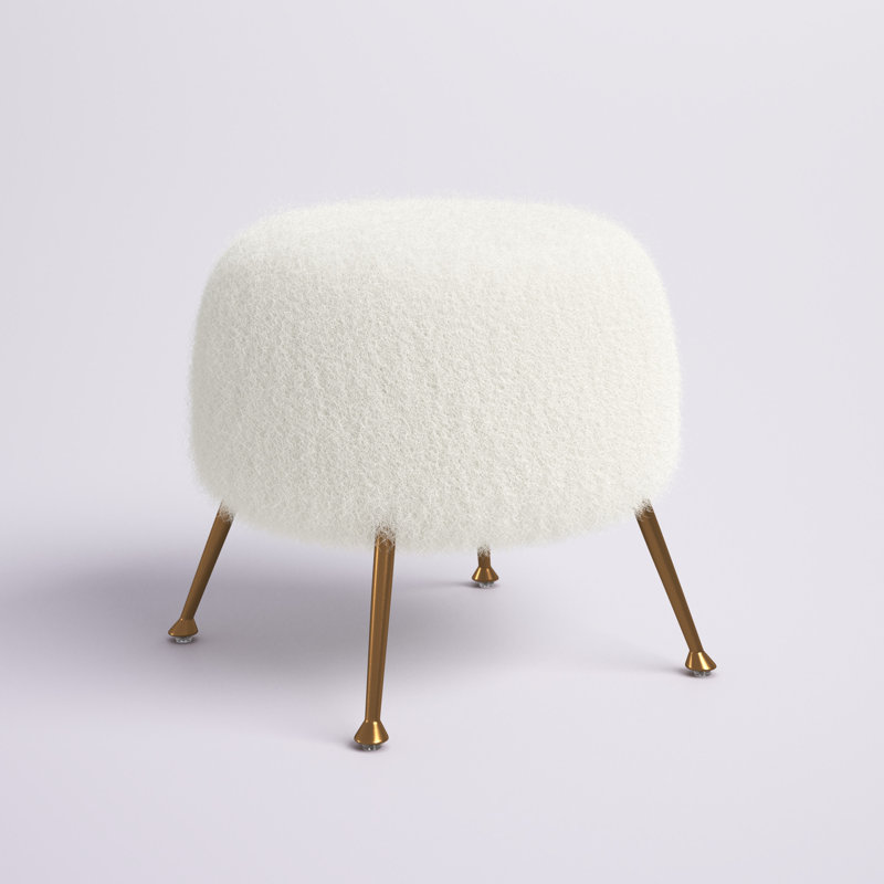 Repose-pieds standard rond 19,7 po Loranzo, Peau de mouton blanc