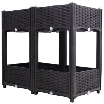 Lit pour jardin surélevé pour l'extérieur - 31,5 po x 15,7 po x 27,7 po, polypropylène brun avec drainage pour légumes, fleurs et bac à fleurs
