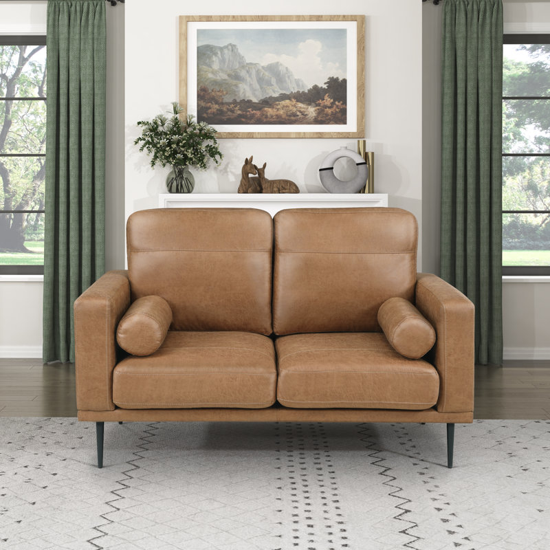 Ensemble de canapé 3 pièces à accoudoirs carrés en microfibre poli Mid-Century 3 pièces