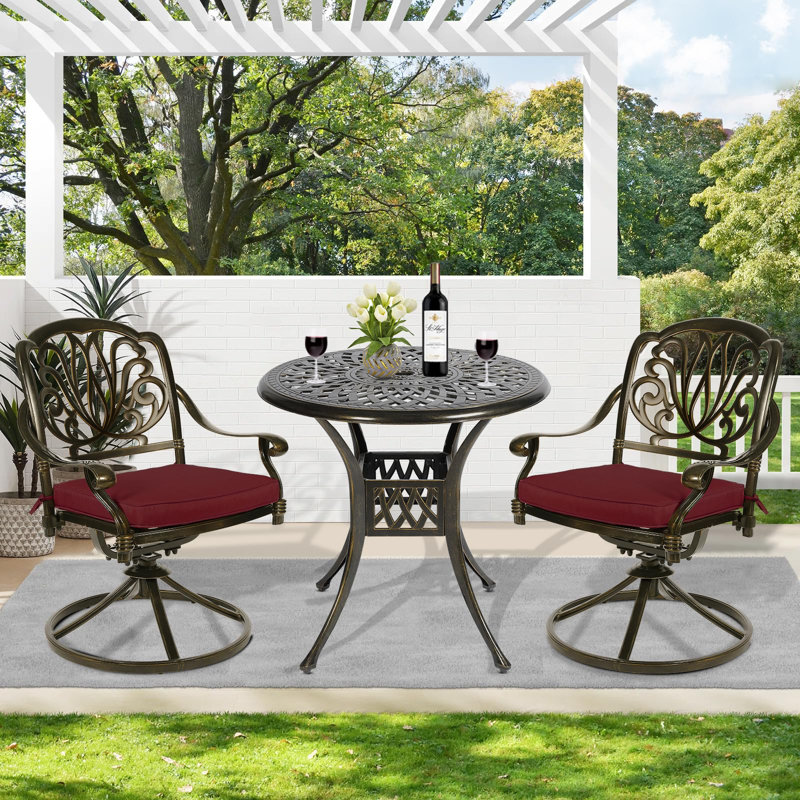 Ensemble bistro rond avec coussins 31 po pour 2 personnes Round, Rouge piment