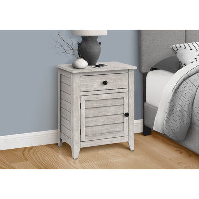 Table d'appoint transitionnelle avec placage gris - Rangement pratique pour les articles de chambre à coucher et de salon dans une armoire à tiroirs spacieuse