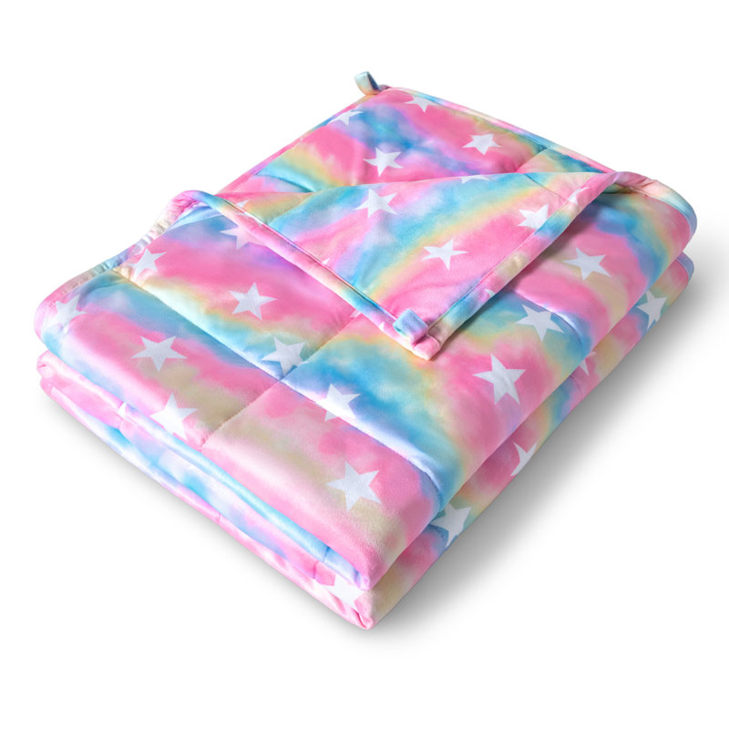 Couverture pondérée Minky, l 40 po x L 60 po, 7 lb, Rose / licorne bleue
