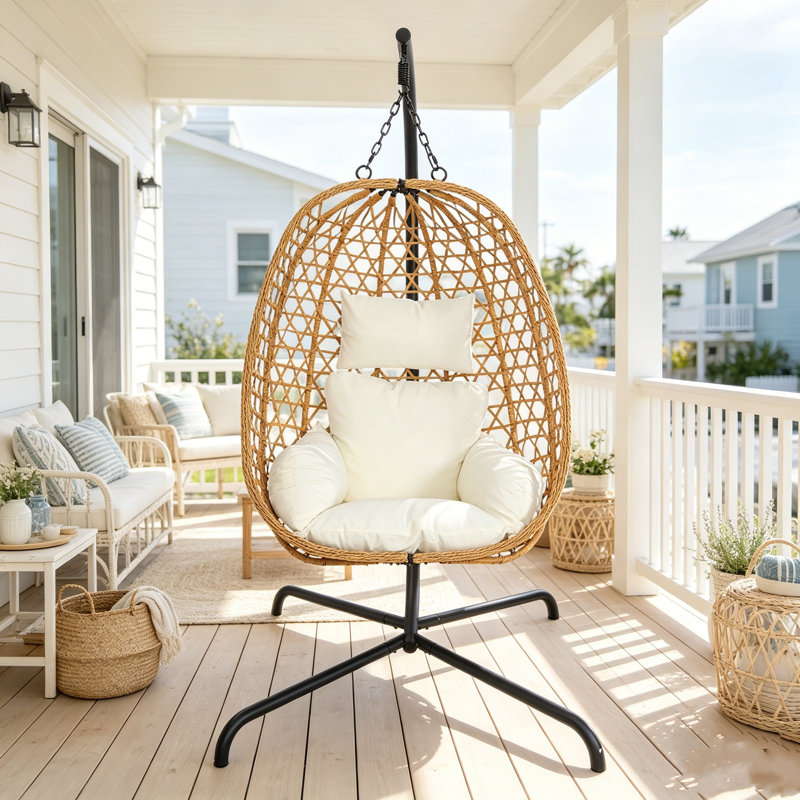 Wicker Hanging Egg Chair With Stand
