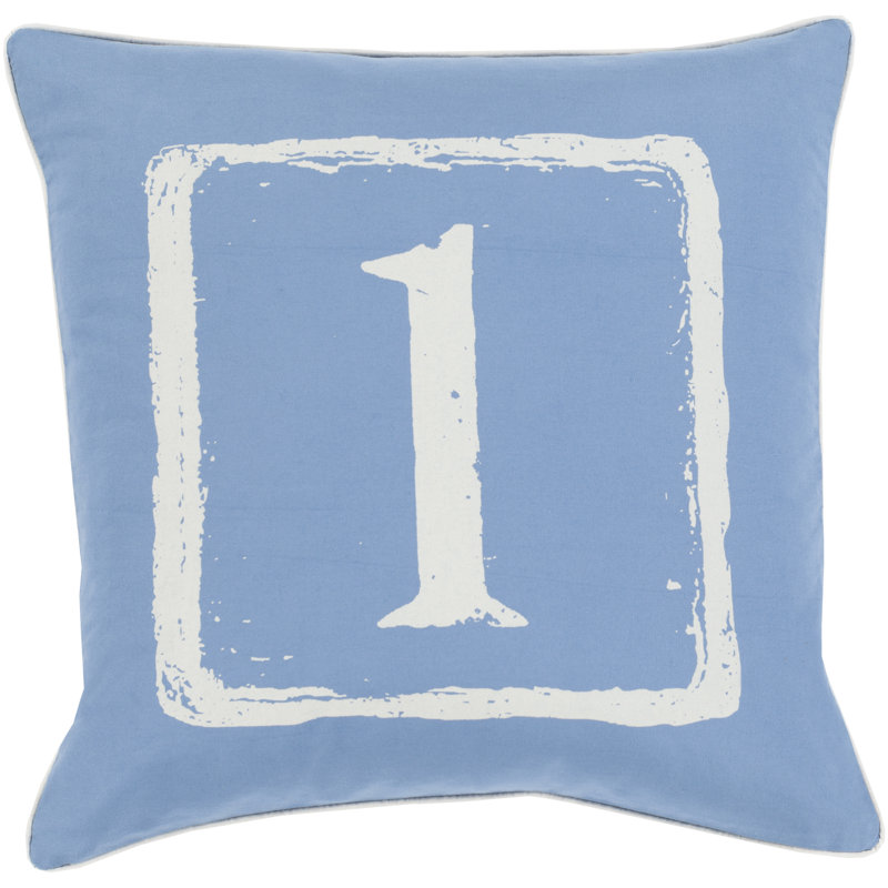 Cotton Pillow Cover, 18" x 18", Denim/Ivory