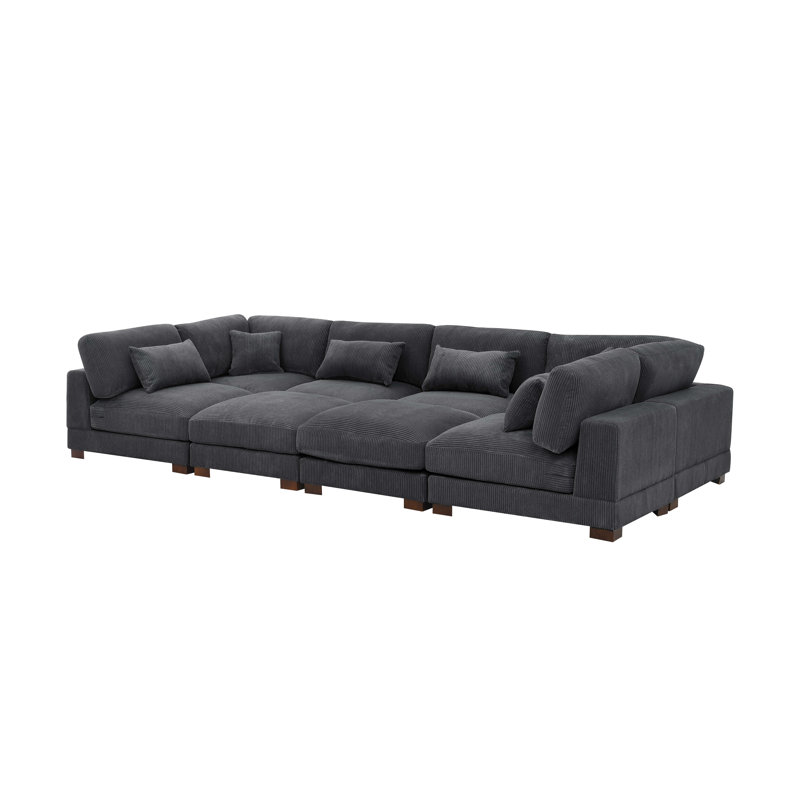Chrisley Modular Corduroy Sectional, Dark Gray Corduroy