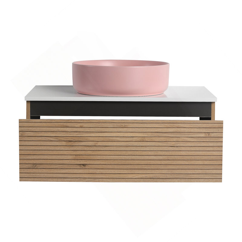 Wall-Mounted Bathroom Vanity With Ceramic Sink, 1-Soft-Close Drawer, 30"