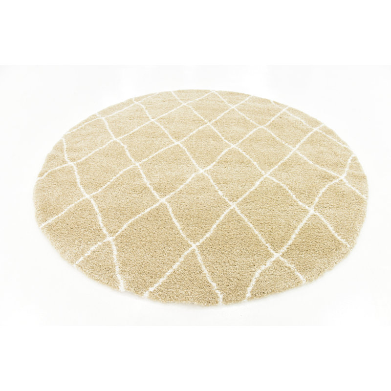 Geometric Shag Area Rug, Round 244cm