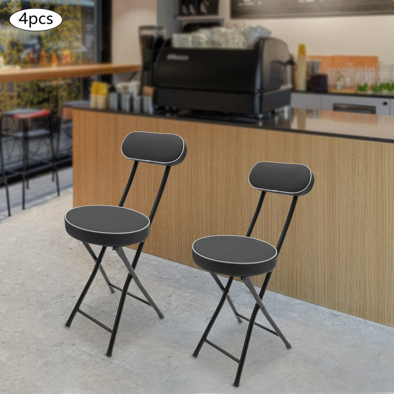 4Pcs Portable Folding Stool Kitchen Counter, Black