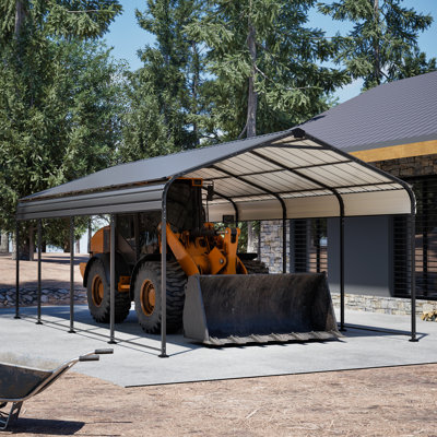 12x20 Ft Black Outdoor Metal Car Shelter, Heavy Duty With Sloped Roof And Rain Tape, Provides Space For Cargo Exhibitions Carport Car, Boat Truck, Shelter Rustproof Galvanized Steel Roof, Suitable