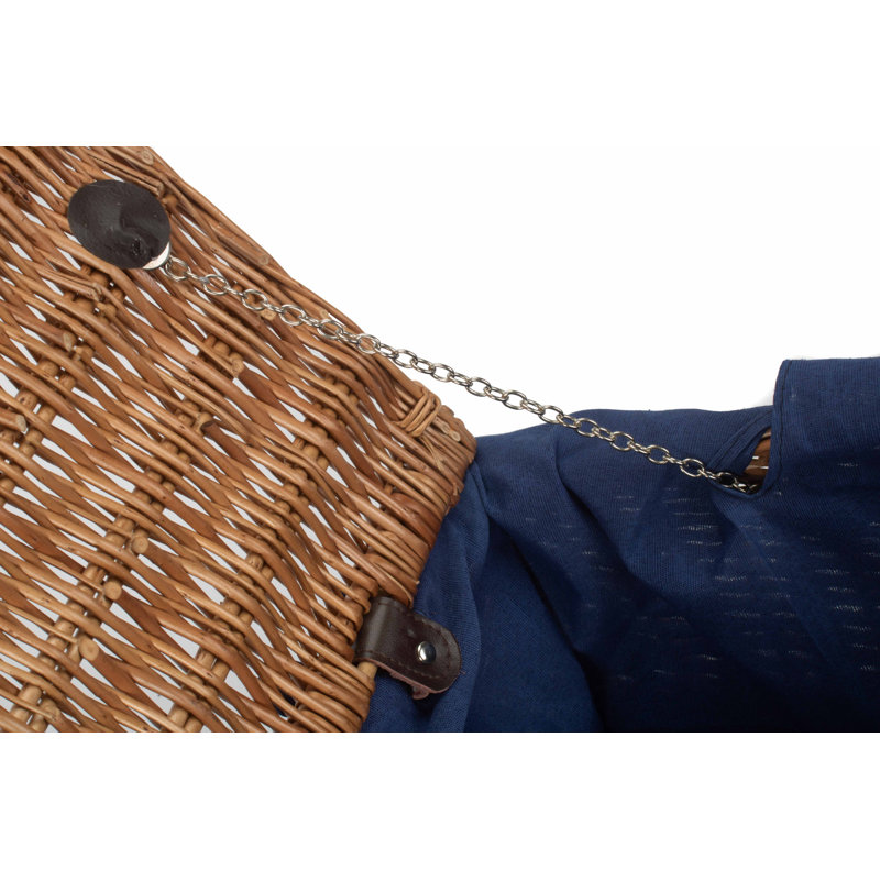 Wicker Hamper Basket with Lining, Double Steamed/Navy Blue, 19cm H x 41cm W x 30cm