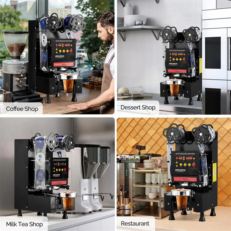 350W 110V Automatic Cup Sealing Machine, Black