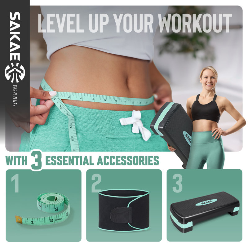 Ensemble de plateforme d'aérobie avec taille-bordure et ruban à mesurer, steppers d'exercice pour la gymnastique à domicile