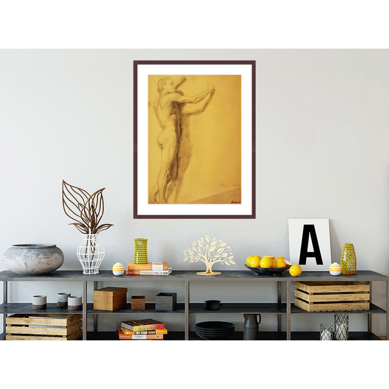Étude d'un nu masculin par Edgar Degas - reproduction giclée encadrée, H 41,5 po x l 32,03 po