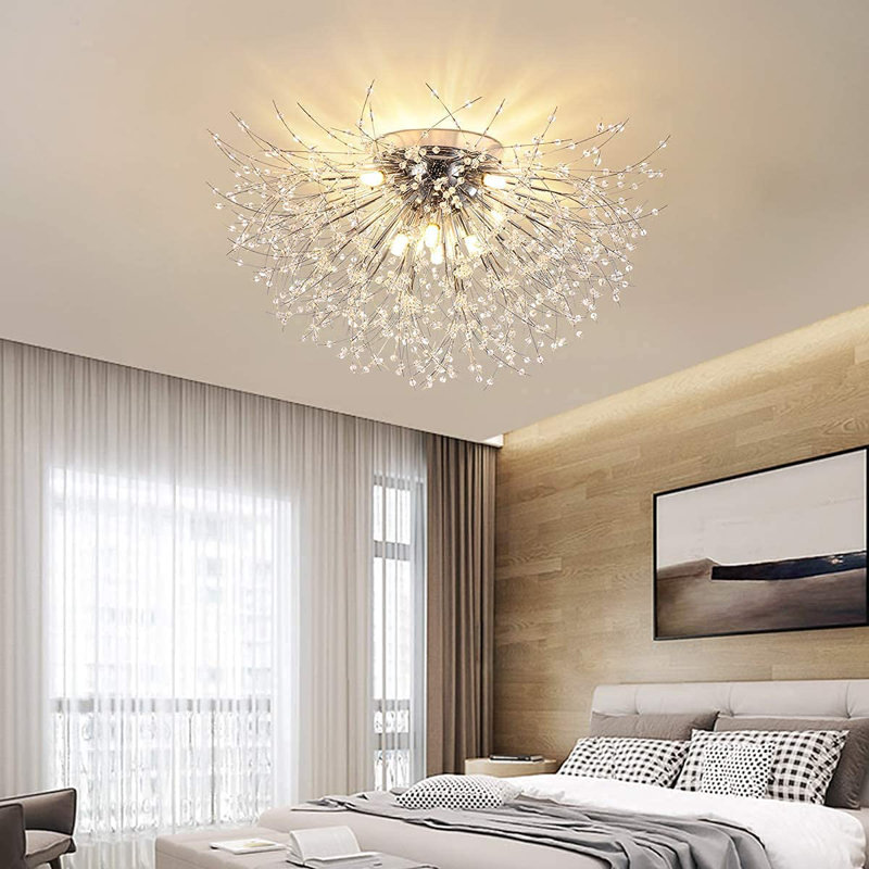 8-Light 70cm Crystal Flush Mount