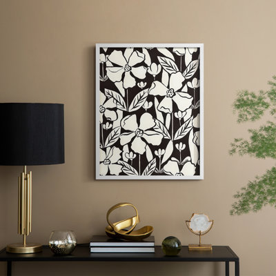 Fleurs dans le jardin II, reproduction encadrée - bois massif