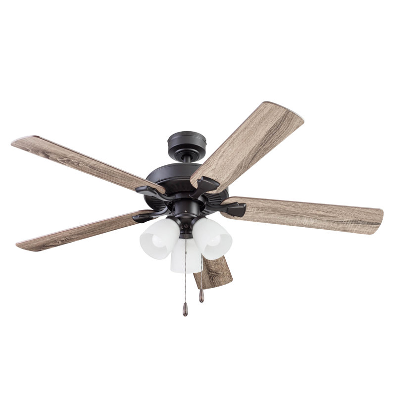 Stannor 52'' Ceiling Fan with Light Kit, Espresso Bronze with Rough Pine/Rich Ebony Blades