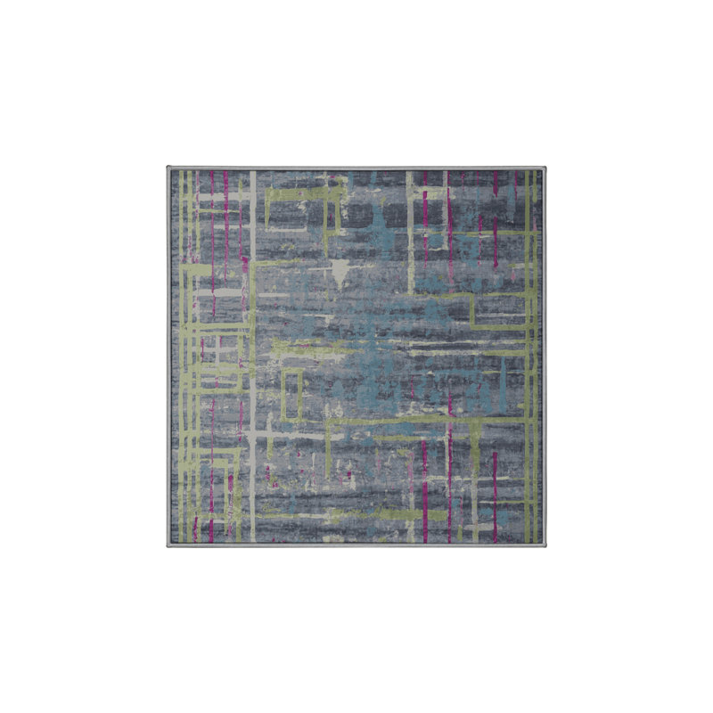 Tapis gris soyeux et moelleux, Carré 5 pi