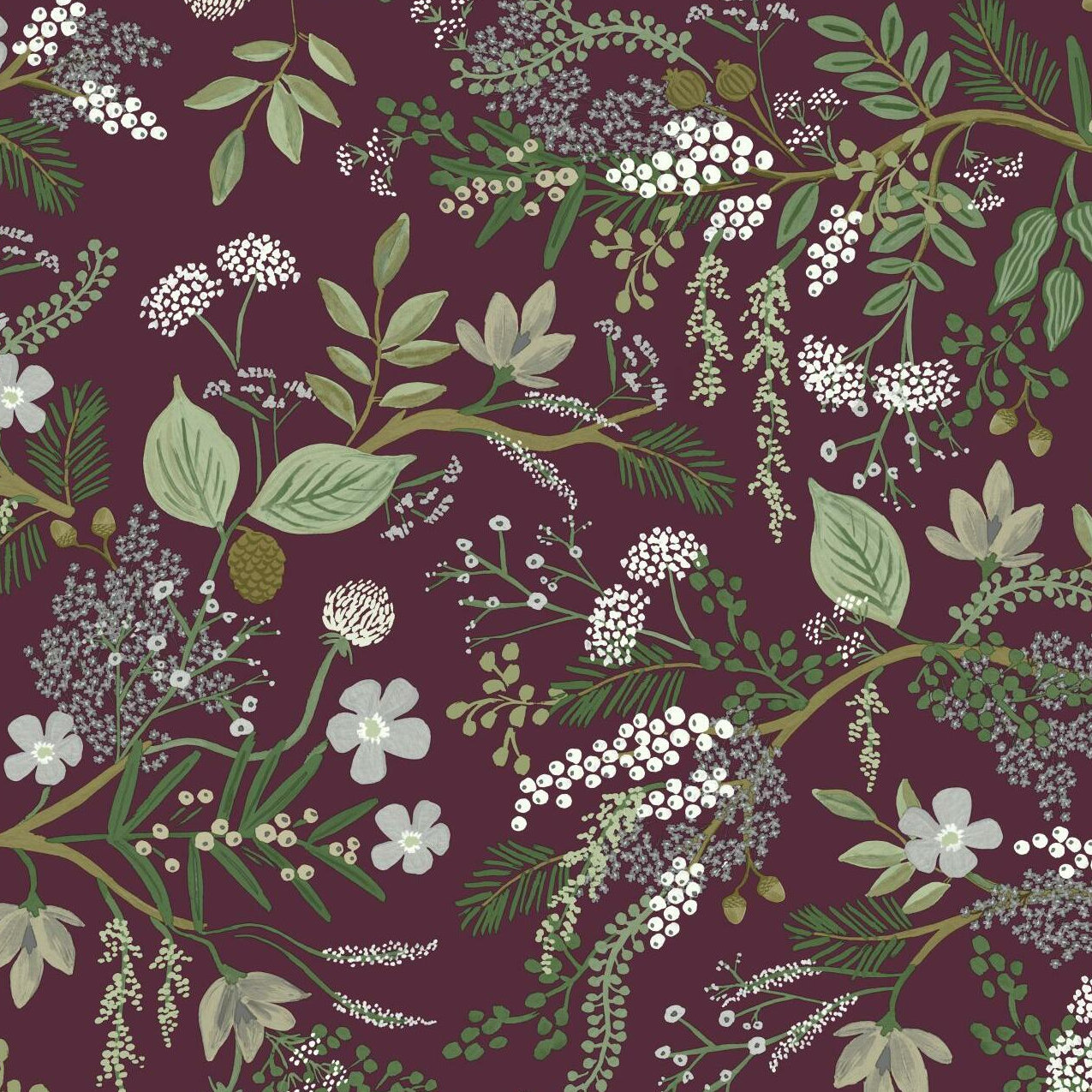 Juniper Forest Wallpaper Roll, Burgundy