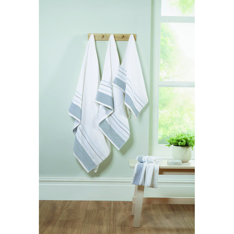Dickinson Stripe 6 Piece Towel Bale Blush, Bath Sheet, Black