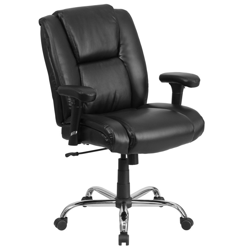 Big & Tall 400 lb. Rated LeatherSoft Swivel Ergonomic Task Office Chair with Chrome Base and Adjustable Armrests