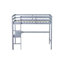 Lit mezzanine simple gris avec garde-corps et bureau intégré, fabriqué en bois d'hévéa pour une chambre à coucher de taille stable, fabriqué en gris