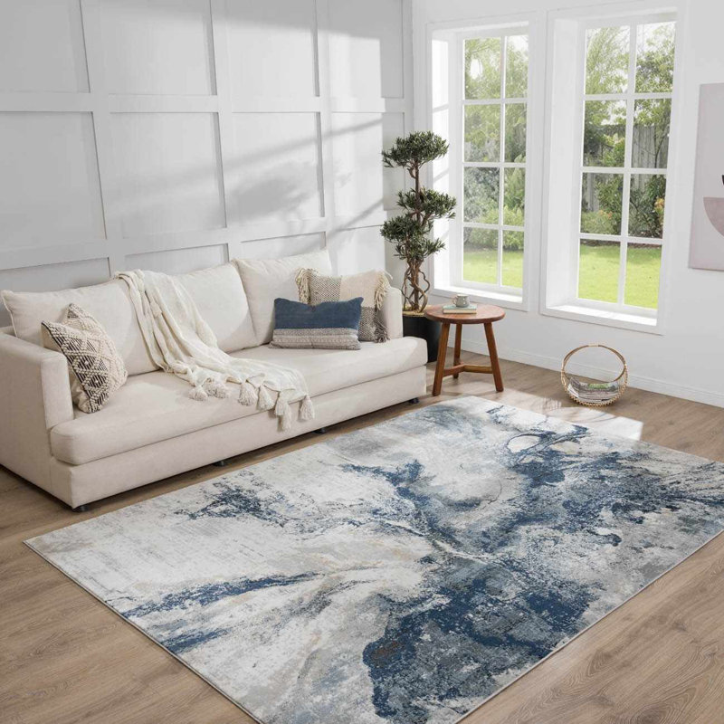 Tapis bleu / beige Charley-May, Rectangle 7 pi 10 po x 10 pi