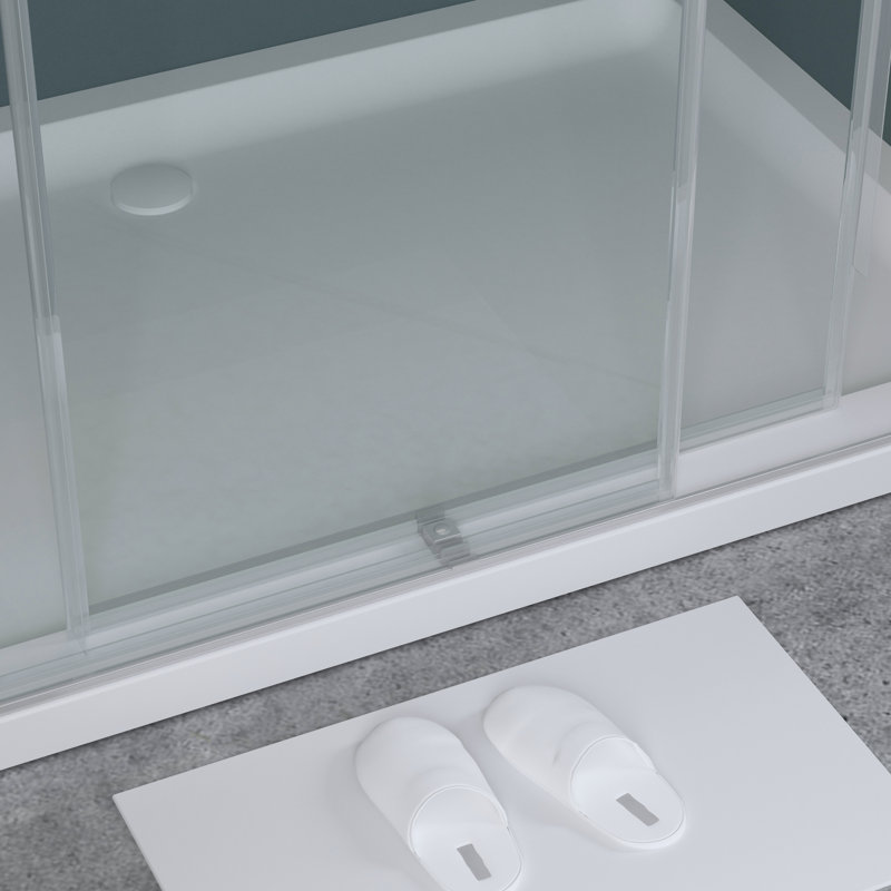 60 Inch Frameless Clear Tempered Glass Sliding Shower Door