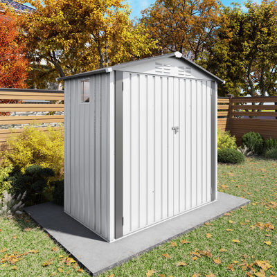 6X3.5Ft Metal Tool Shed With Clear Window And Ventilation Holes, Ideal For Courtyard Balcony Storage, White Color, Simple Stylish Storage Shed, High - Strength Rust, Peaked Roof Patio Gray Scheme