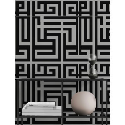 Papier peint moderne à motif de labyrinthe géométrique Bryelle