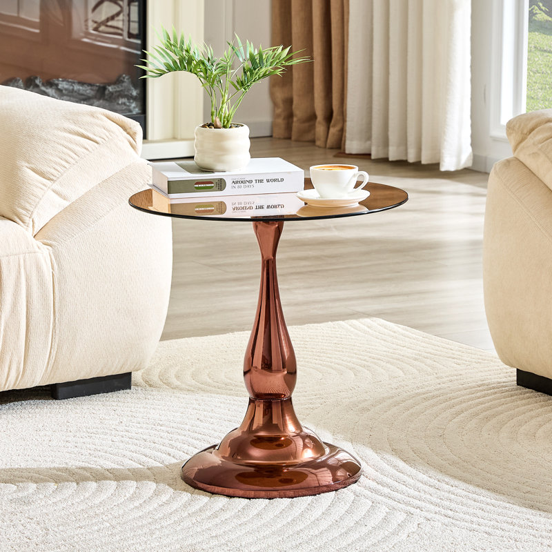 Tables de bout compactes, table d'appoint moderne en métal et verre de 19,6 pouces pour la maison
