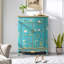 Banc de rangement bleu en bois manufacturé