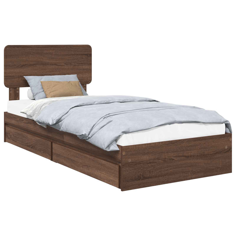 Bed, Brown Oak, Small Single (2'6)