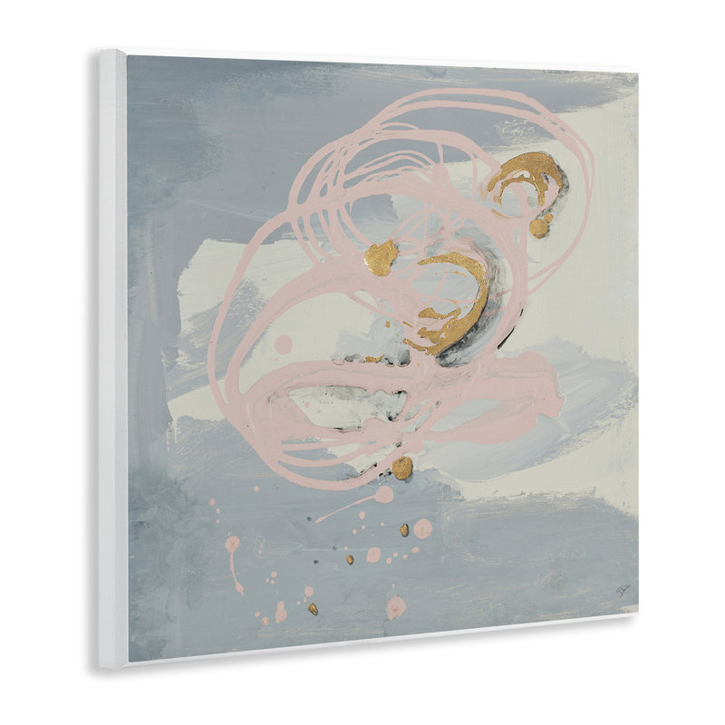 Art mural gris et tourbillon rose par Patricia Pinto