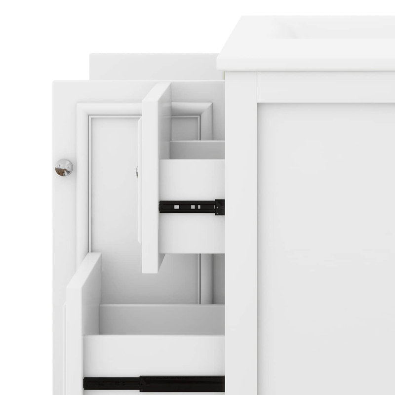 Ensemble de meuble-lavabo autoportant 36 po avec 3 tiroirs et 2 portes avec tablette ajustable en U 36 po, Blanc