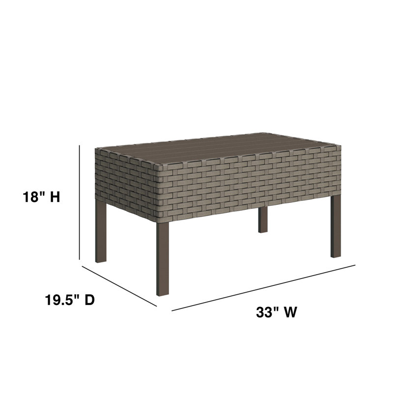 Avalisse Outdoor Coffee Table in Summer Fog Wicker