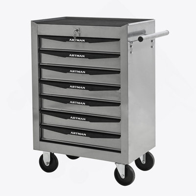 7-Drawer Rolling Metal Tool Chest With Ball Bearing Slides, Lockable Steel Storage Cabinet On Swivel Casters For Workshop Organization.